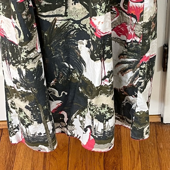 Tailor Vintage Cotton Flamingo Spaghetti Strap Maxi Dress Hawaiian Tropical Boho - Picture 7 of 13